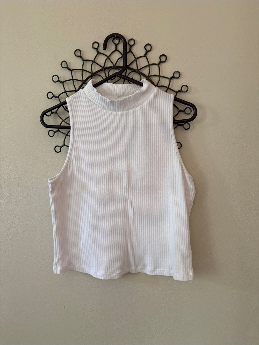 Old Navy White Ribbed Mock Neck Tank